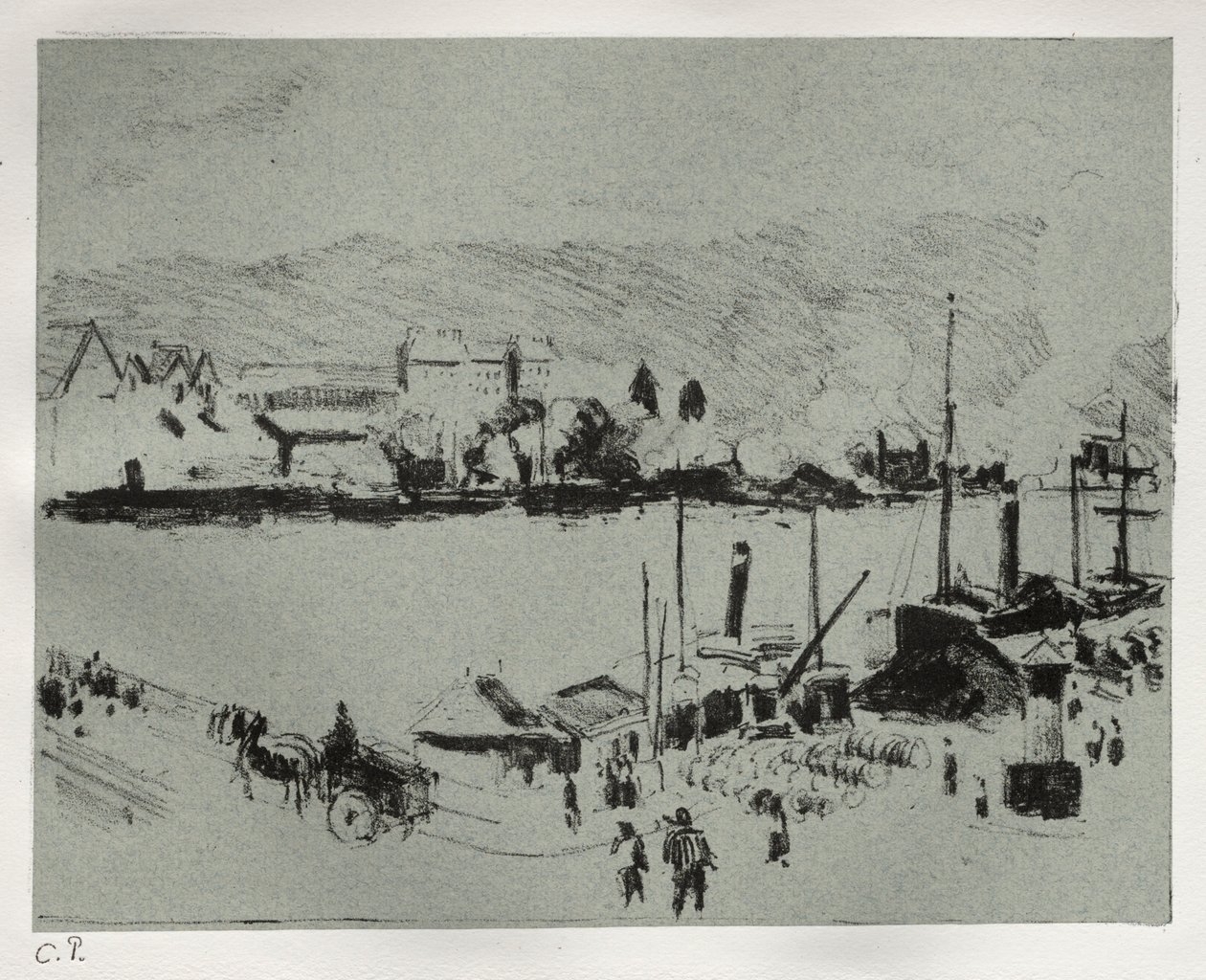 Quai Boieldieu em Rouen, c. 1896 de Camille Jacob Pissarro