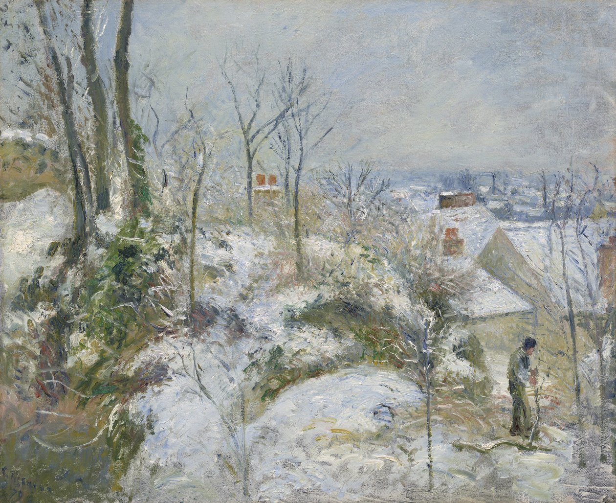 Coelho Warren em Pontoise, neve, 1879 de Camille Jacob Pissarro