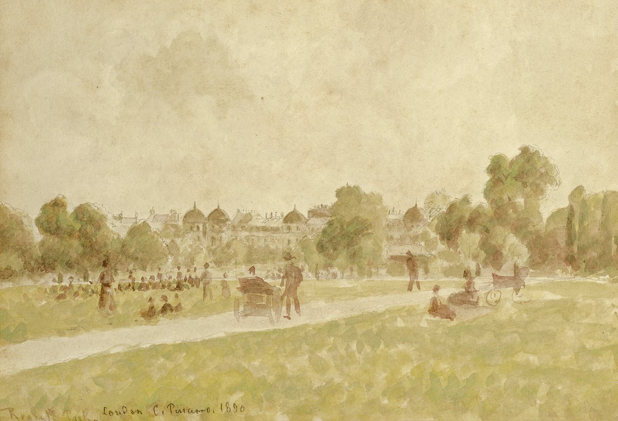Regents Park, Londres, 1890 (wc e lápis sobre papel) de Camille Jacob Pissarro