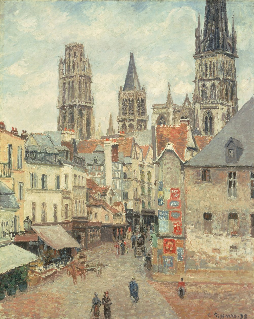 Rue de l "epicerie em Rouen, em uma manhã cinzenta, 1898 de Camille Jacob Pissarro