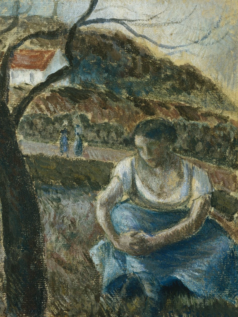 Camponês sentado; Camponesa Assis, c.1880 de Camille Jacob Pissarro