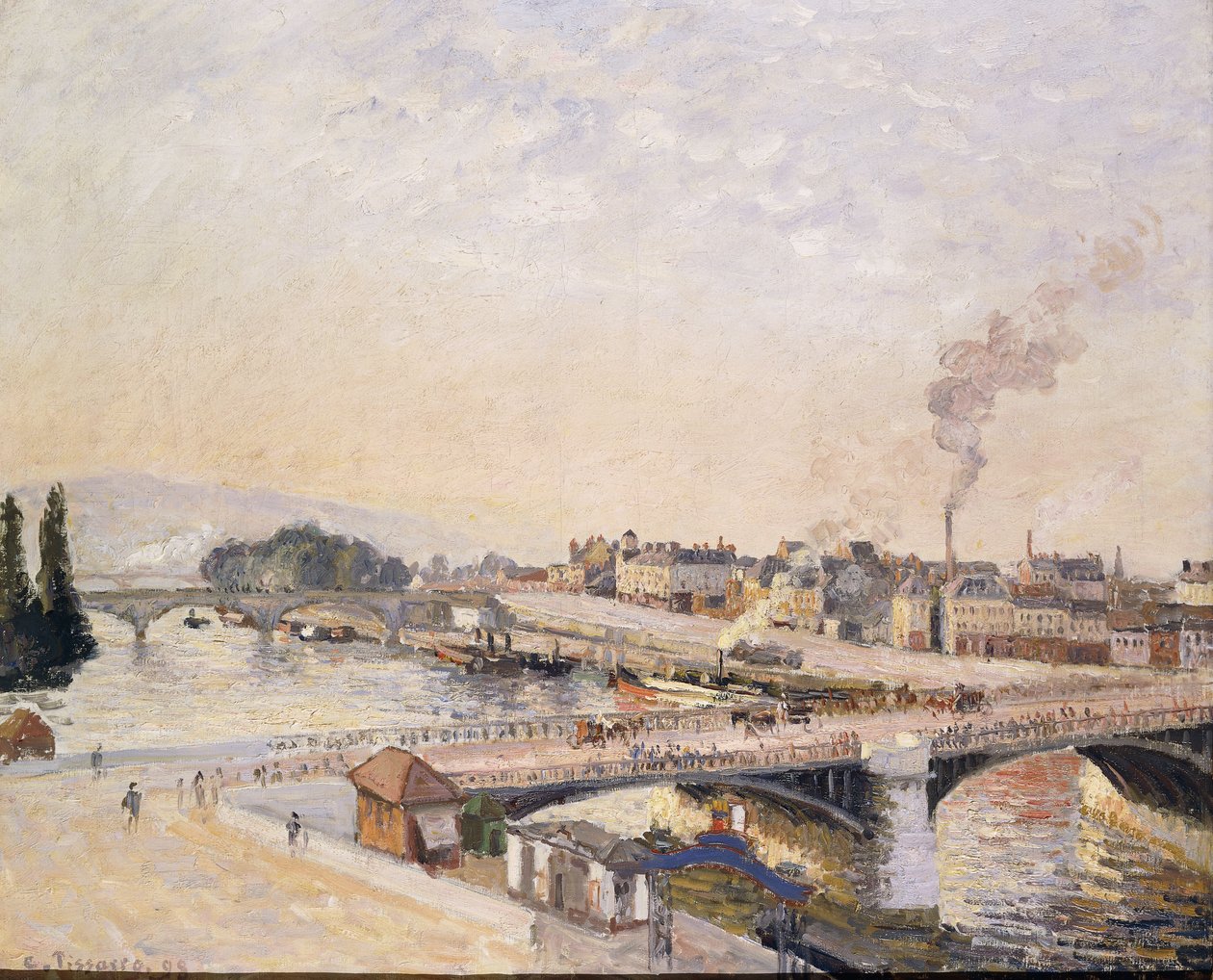 Nascer do sol sobre Rouen; Nascer do sol em Rouen, 1898 de Camille Jacob Pissarro