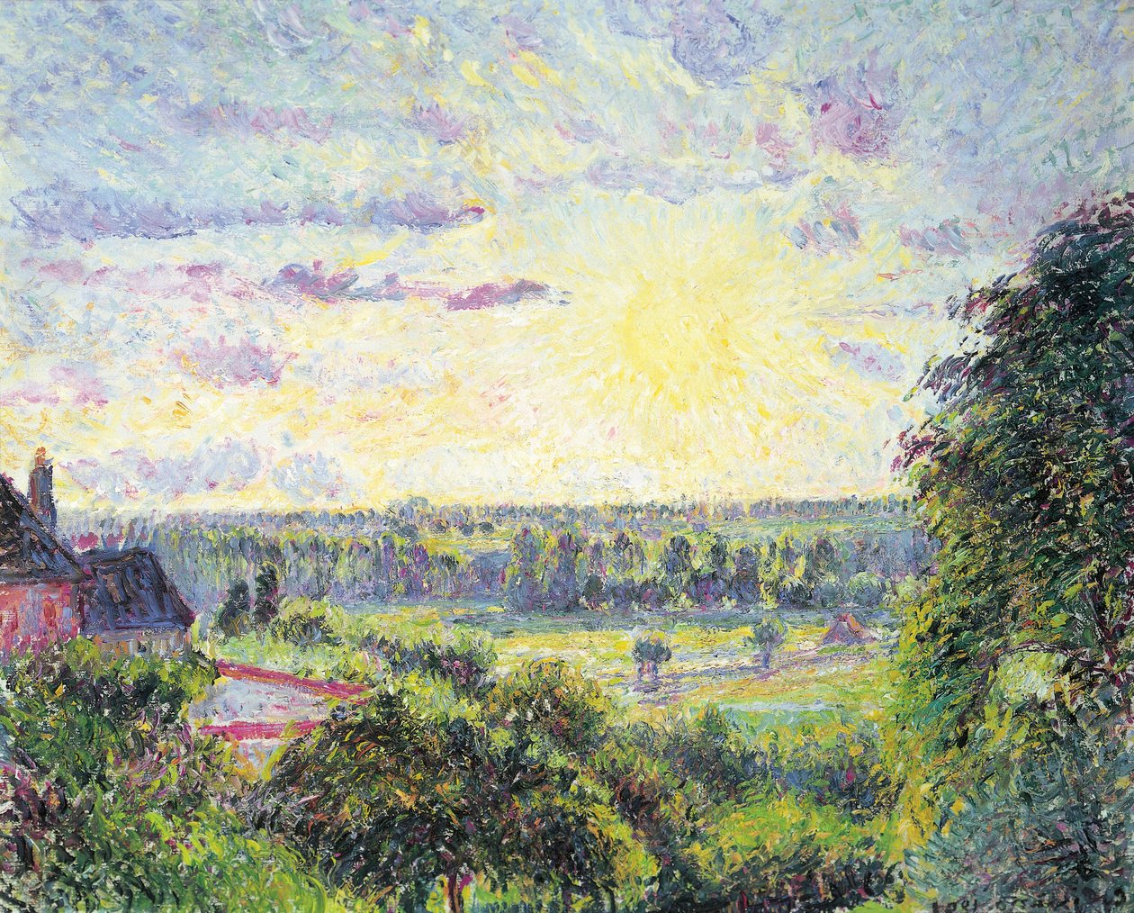 Pôr do sol em Eragny, 1891 de Camille Jacob Pissarro