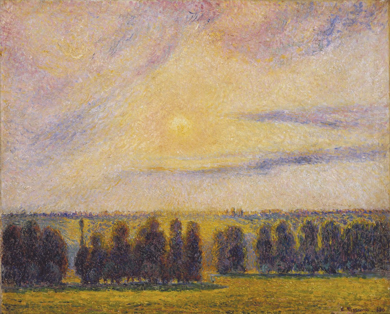 Pôr do sol em agragny, 1890 de Camille Jacob Pissarro