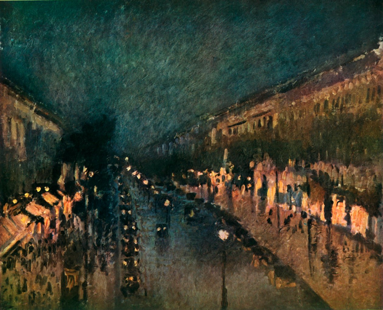 O Boulevard Montmartre à noite, 1897, 1937. de Camille Jacob Pissarro