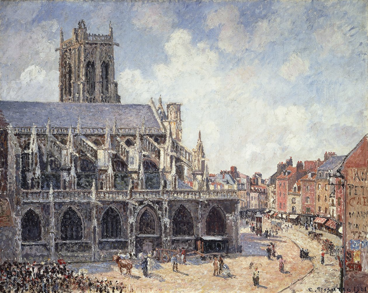 A Igreja de Saint Jacques em Dieppe, no sol da manhã; A igreja de Saint-Jacques em Dieppe Morning, Sun, 1901 de Camille Jacob Pissarro