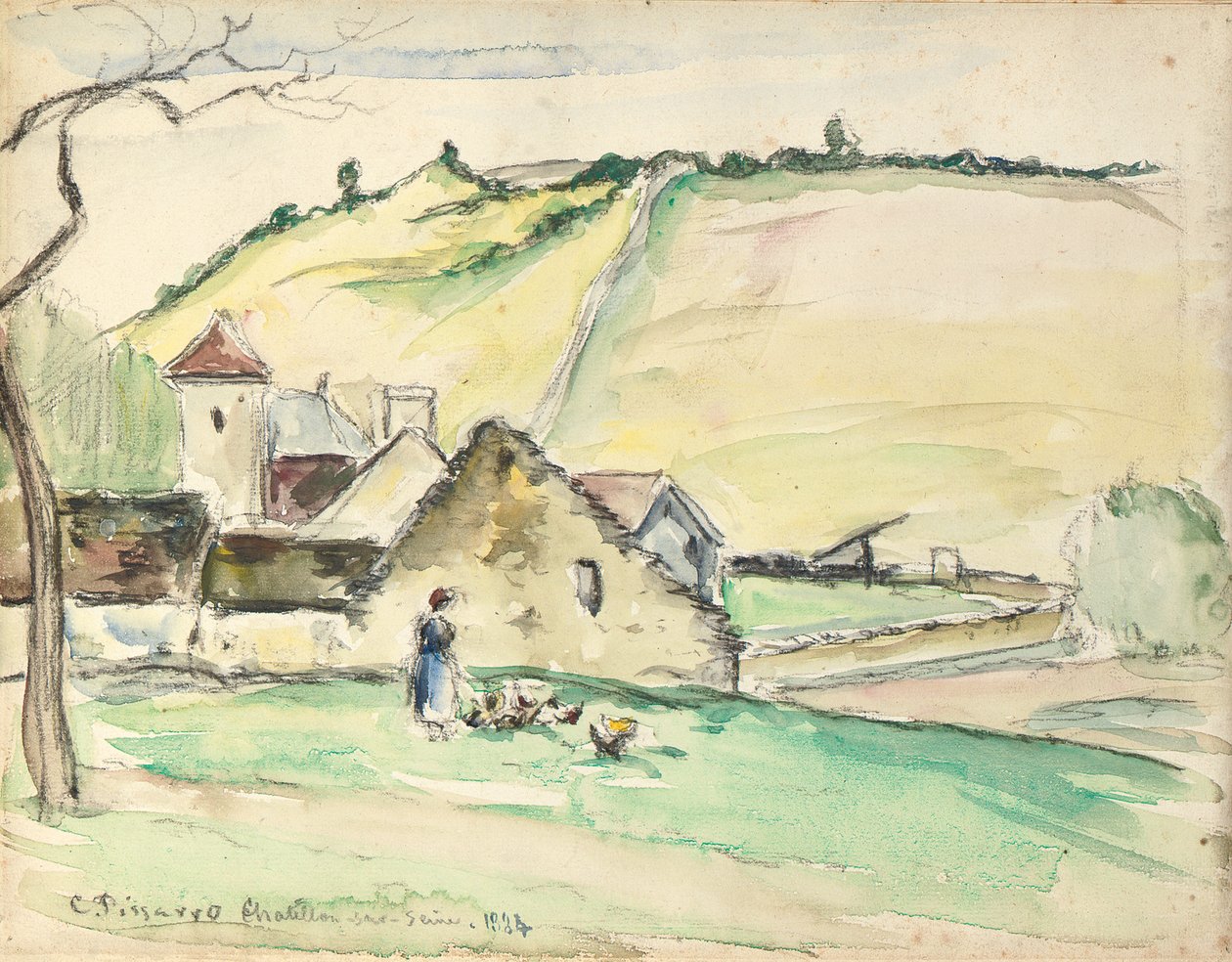 A fazenda em Chatillon-Sur-Seine, 1882 de Camille Jacob Pissarro