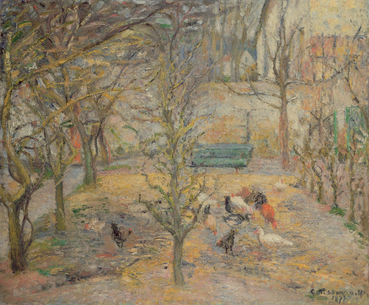 O pátio, 1877 de Camille Jacob Pissarro