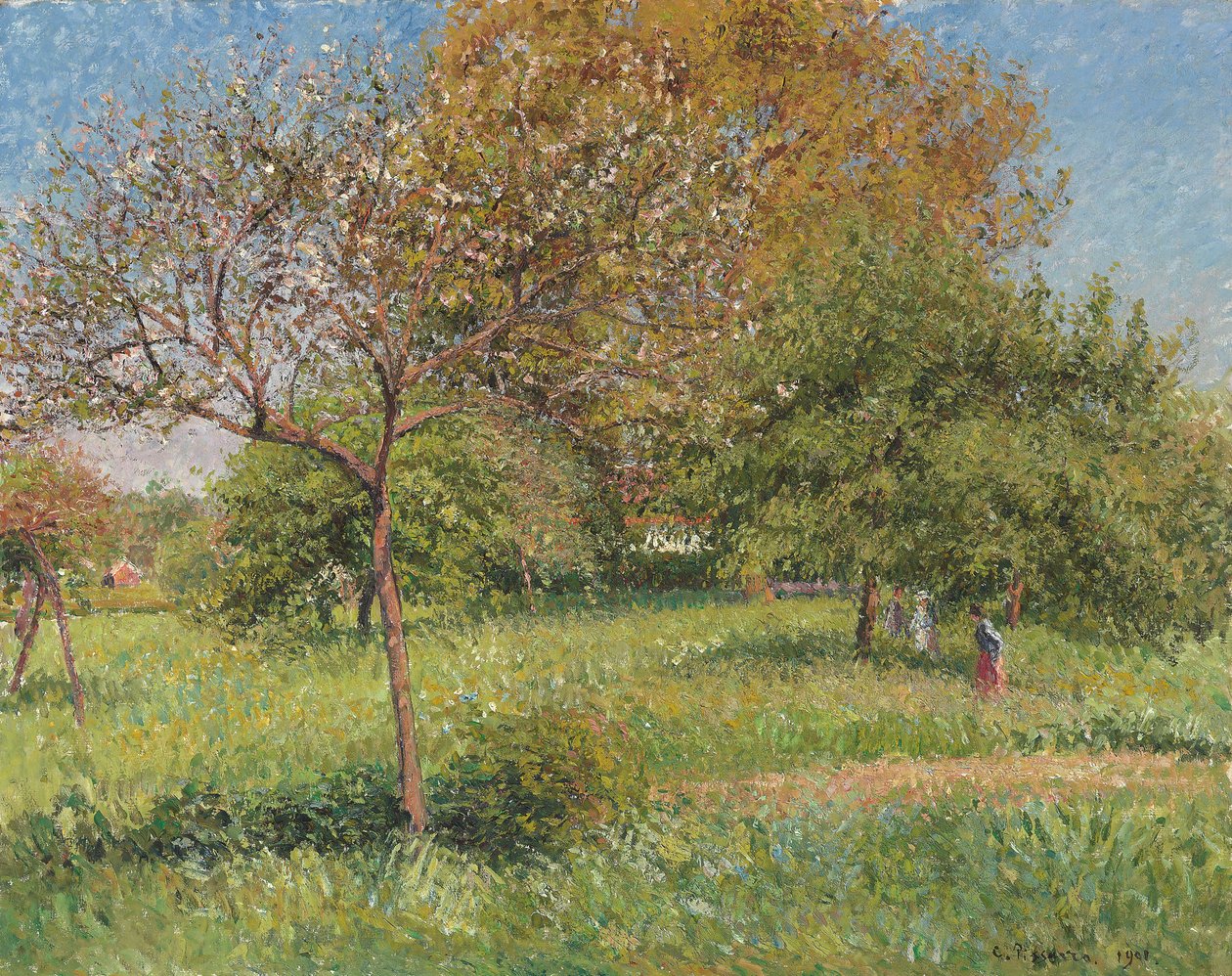 A Grande Nogueira, Manhã, Eragny; Le Grand Noyer, Manhã, Eragny, 1901 de Camille Jacob Pissarro