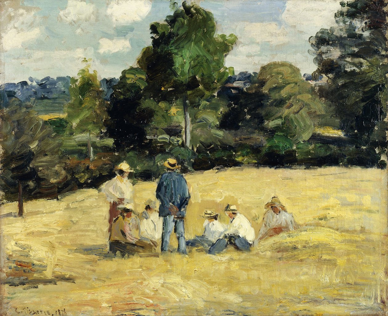 The Harvesters Rest, Montfoucault; Le Repos des Moissoneurs, Monfoucault, 1875 de Camille Jacob Pissarro