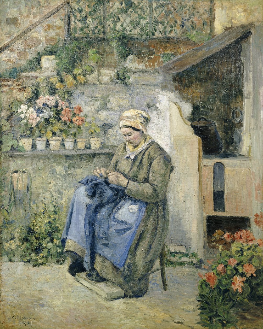 A mãe alegre; La Mere Jolly, 1874 de Camille Jacob Pissarro