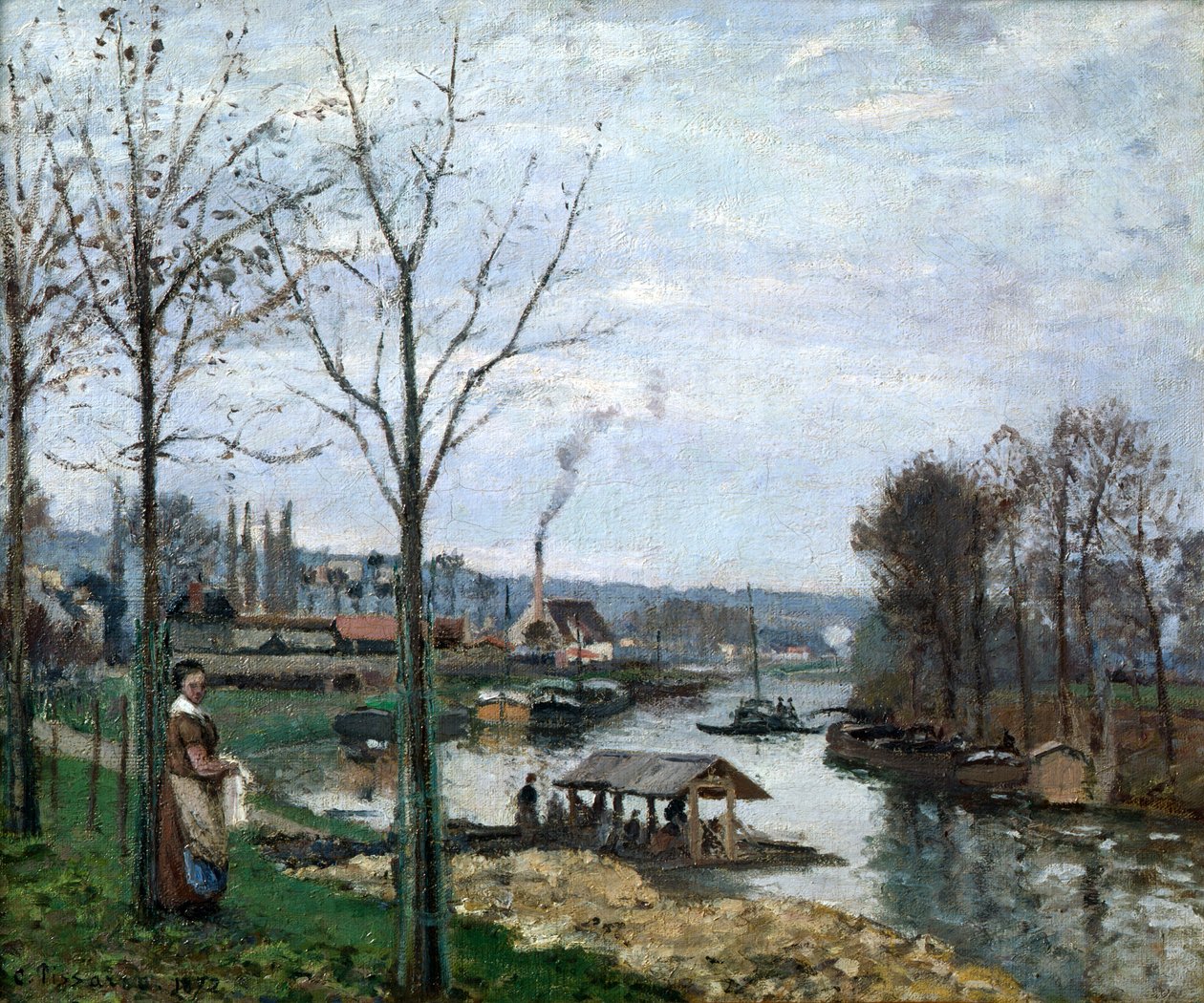 A lavanderia, Port Marly, 1872. de Camille Jacob Pissarro