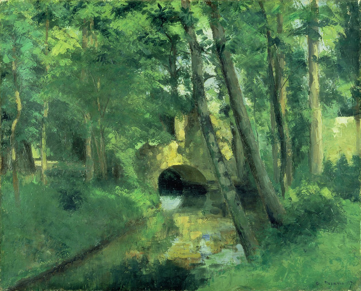 A pequena ponte, Pontoise, 1875 de Camille Jacob Pissarro