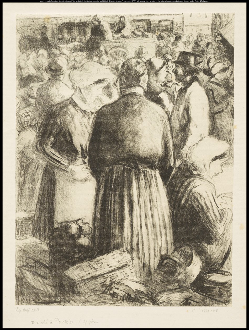 O mercado em Pontoise, c.1895 de Camille Jacob Pissarro