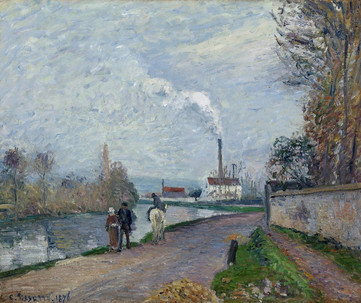 Oise perto de Pontoise em Gray Weather, 1876 de Camille Jacob Pissarro