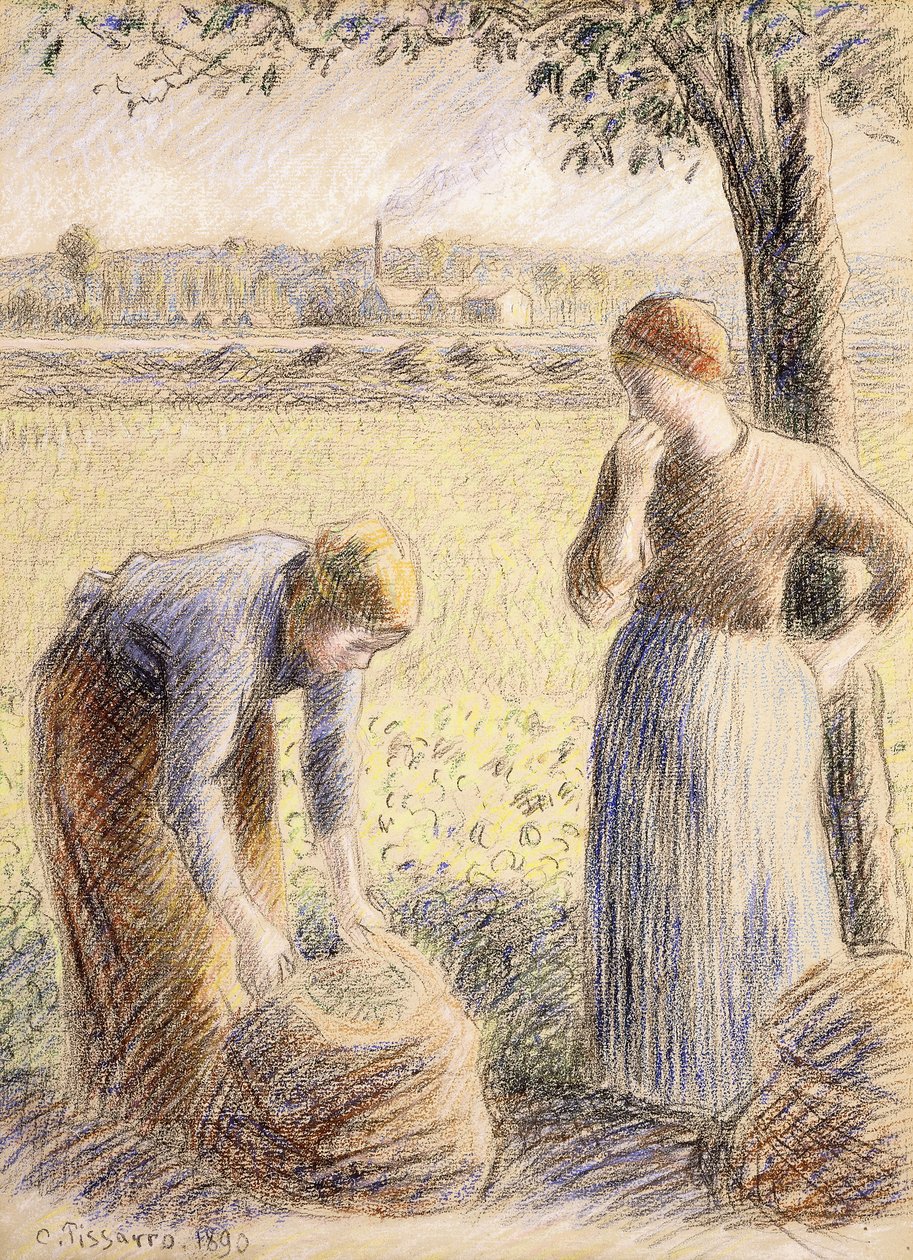 Os catadores; Colheita, 1890 de Camille Jacob Pissarro
