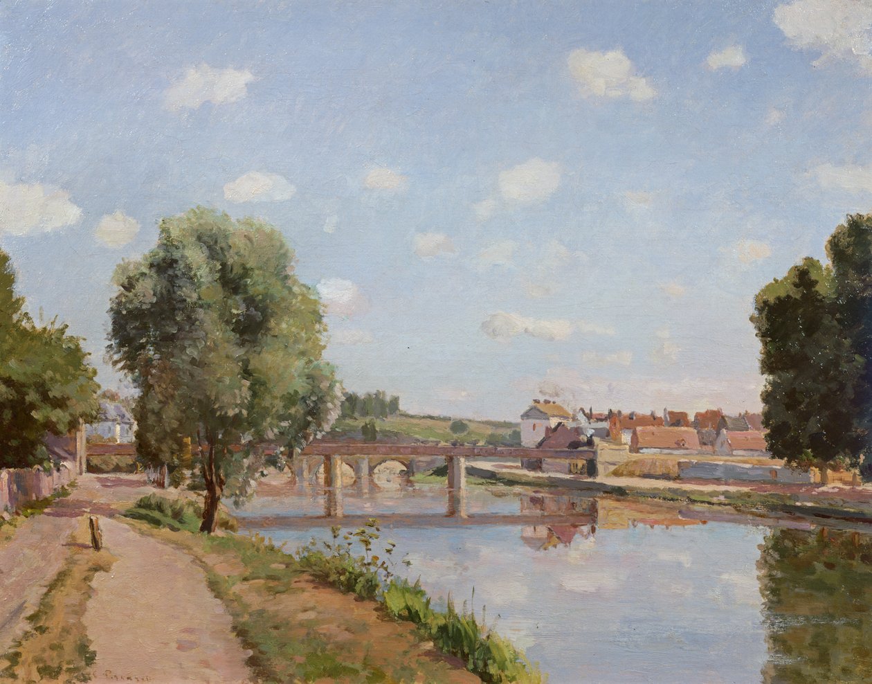 A ponte ferroviária, Pontoise, 1873 de Camille Jacob Pissarro