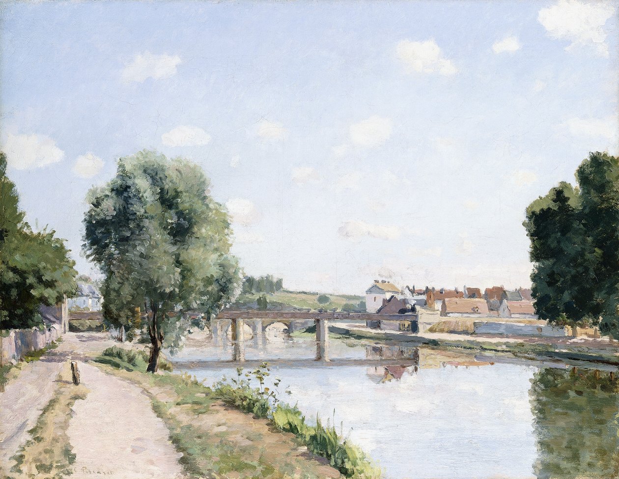Ponte Ferroviária, Pontoise, c.1873 de Camille Jacob Pissarro
