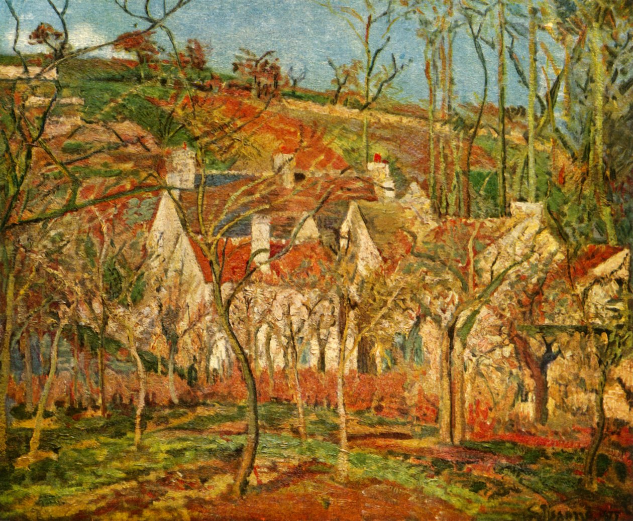 Os telhados vermelhos, 1877, 1939. de Camille Jacob Pissarro