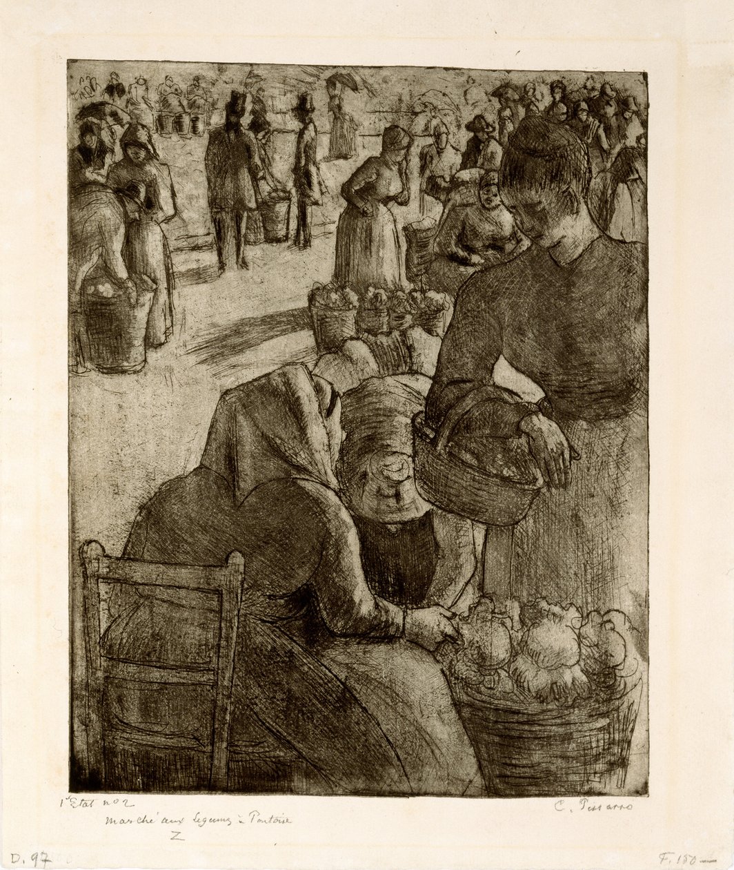 O mercado de vegetais em Pontoise, 1891 de Camille Jacob Pissarro