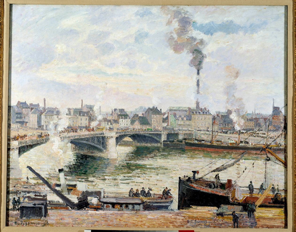A grande ponte de Rouen. Pintura de Camille Pissarro (1830-1903) de Camille Jacob Pissarro