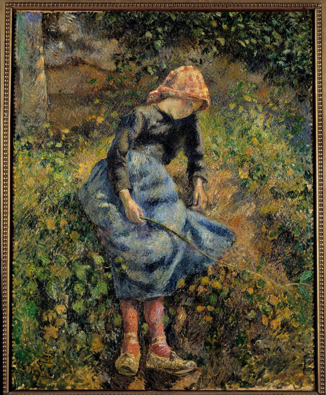 O pastor diz que a donzela tem uma varinha. Pintura de Camille Pissarro (1830-1903) de Camille Jacob Pissarro