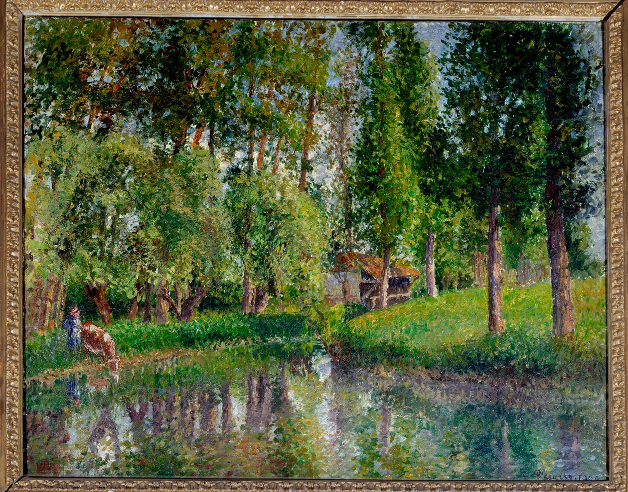 A casa de lavagem da Bazincourt Painting de Camille Pissarro (1830-1903) 1900 Sun. 0,65x0,81 m Paris, musee d