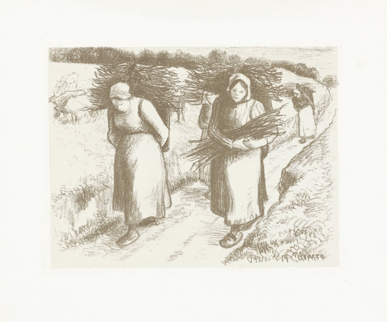 Mulheres transportam bichas
Porteuses de fagots de Camille Jacob Pissarro