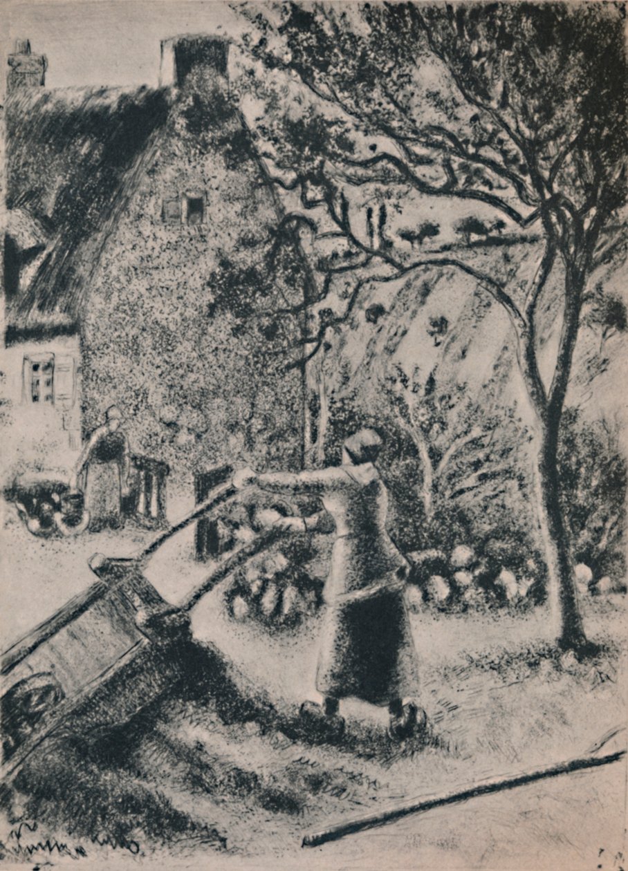 Mulher esvaziando um carrinho de mão, c.1880, 1946 de Camille Jacob Pissarro