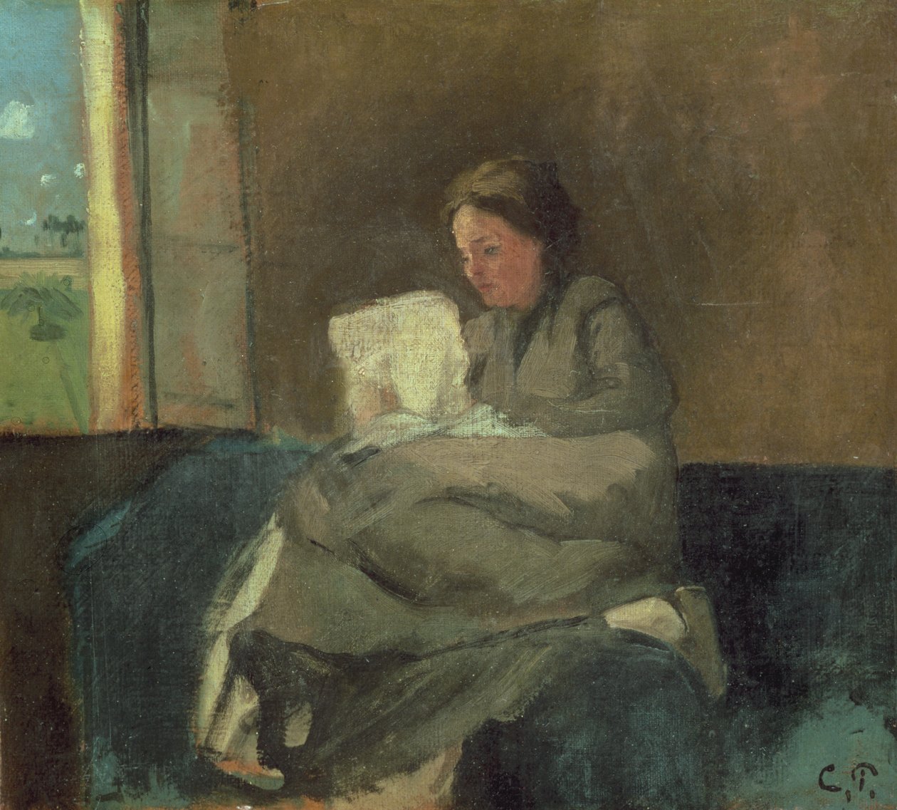 Leitura mulher de Camille Jacob Pissarro