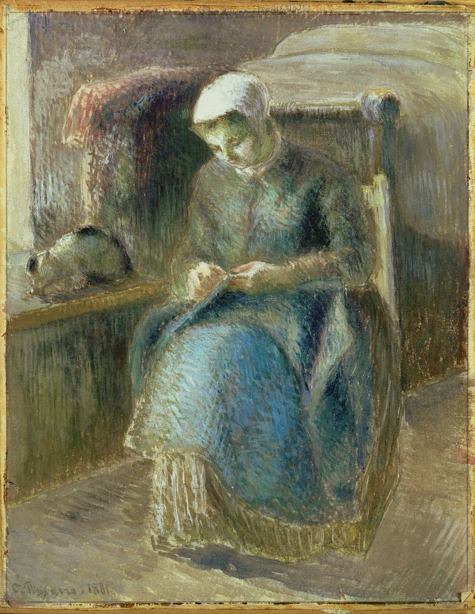 Mulher Costura, 1881 de Camille Jacob Pissarro