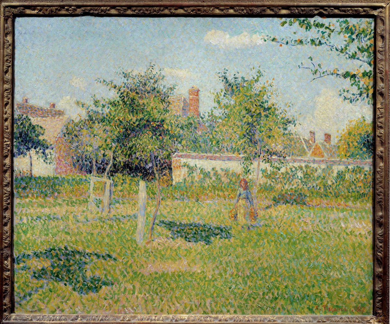 Mulher em Pano ou "Primavera Sol na Pré de Eragny" Pintura de Camille Pissarro (1830-1903) 1887 Sol. 0,54x0,65 m Paris, musee d