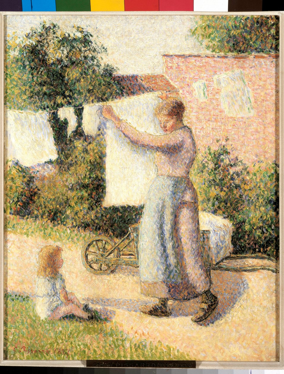Mulher esticando linho Pintura por Camille Pissarro (1830-1903) 1887. Dim. 0,41 x 0,32 m Paris, musee d