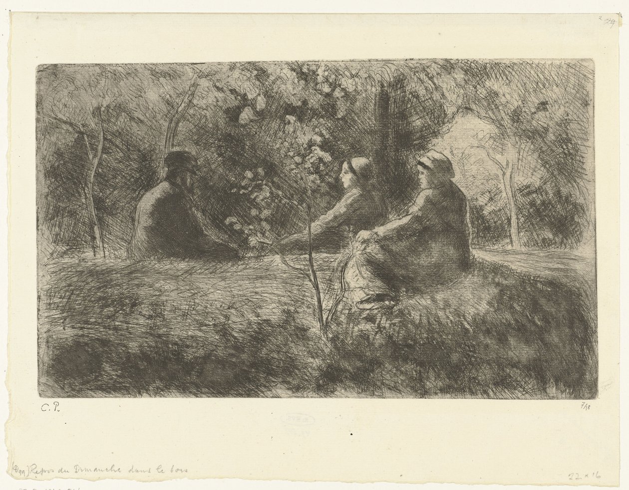 Descanso dominical na floresta
Repos du dimanche dans le bois de Camille Jacob Pissarro