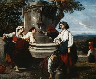 Ossaloise mulheres na fonte, c.1845 de Camille Joseph Etienne Roqueplan