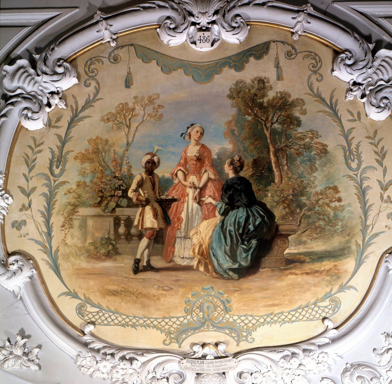 Taster no parque de Chantilly Painting by Camille Roqueplan (1803-1855) 19 Century Sun. 0,97 x 1,14 m Chantilly, conde do museu de Camille Joseph Etienne Roqueplan