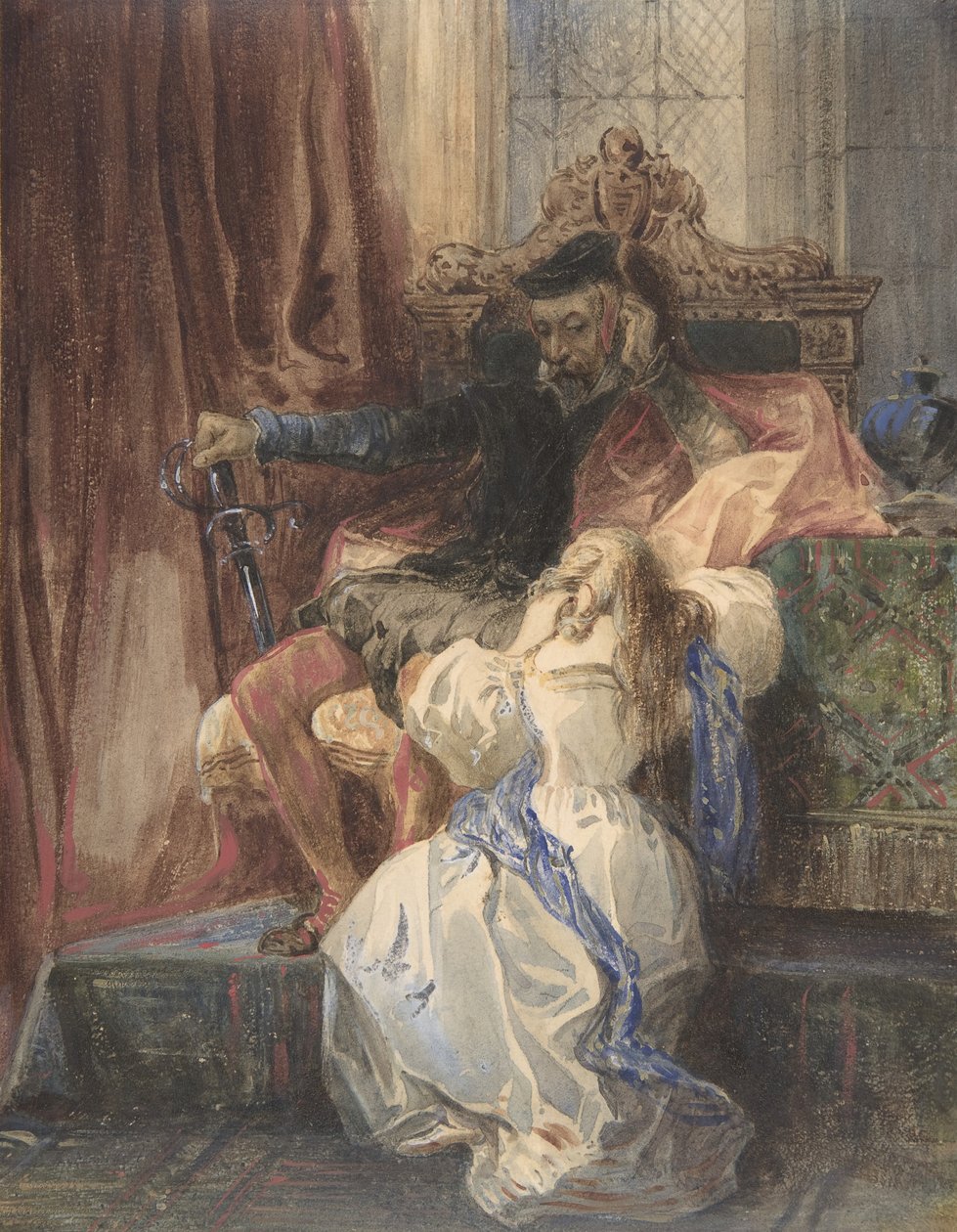 O Perdão Recusado de Kenilworth, de Sir Walter Scott, ca. 1826-29. de Camille Joseph Etienne Roqueplan
