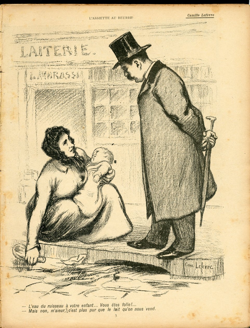 O Prato de Manteiga, Satirical em Cores de Camille Lefevre