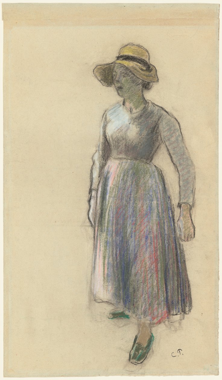Uma camponesa com um chapéu de palha de Camille Pissarro