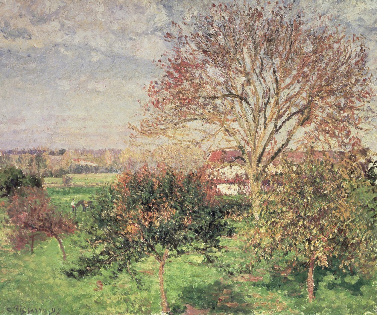 Manhã de outono em Eragny de Camille Jacob Pissarro