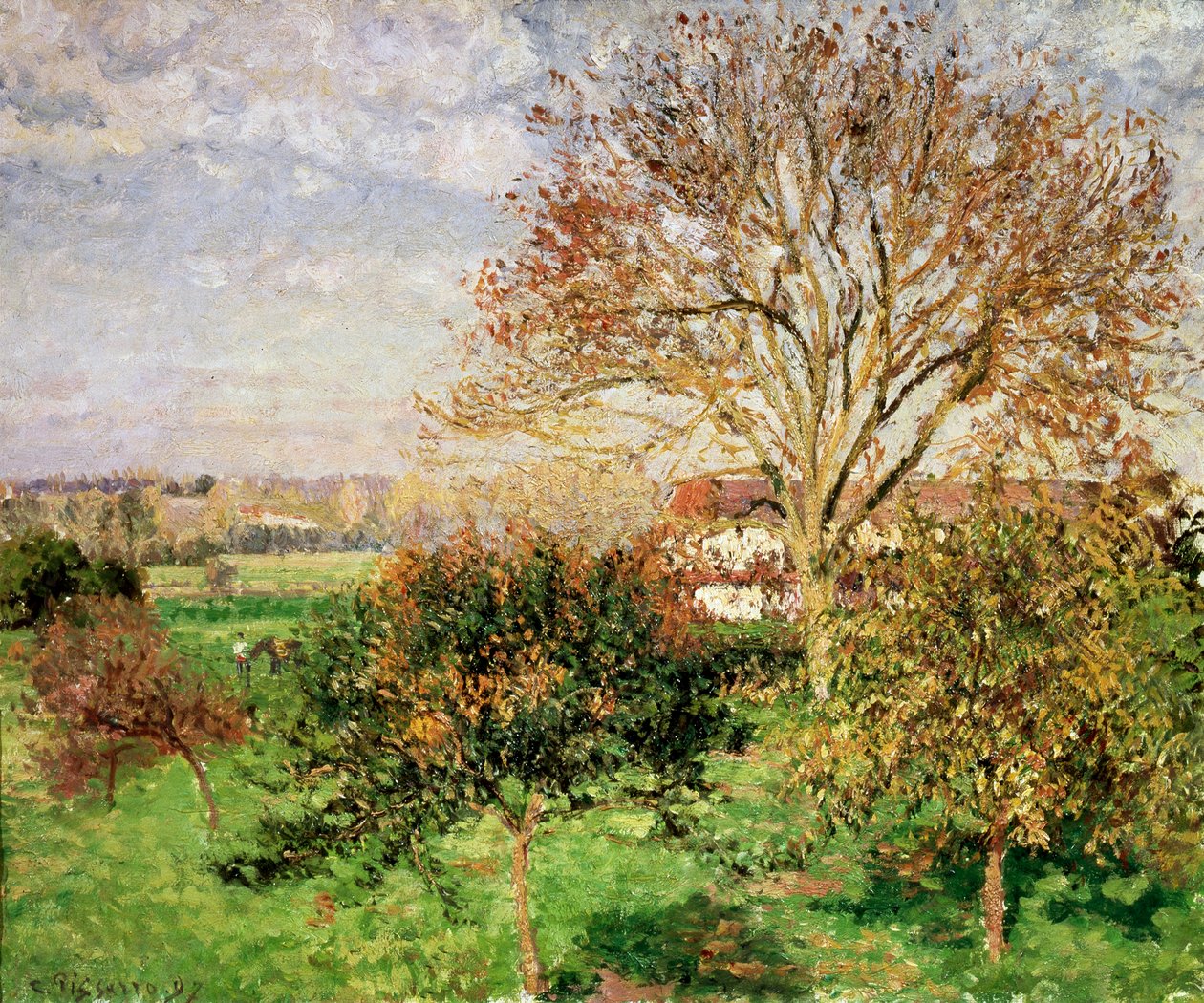 Manhã de outono em agragny, 1897 de Camille Jacob Pissarro