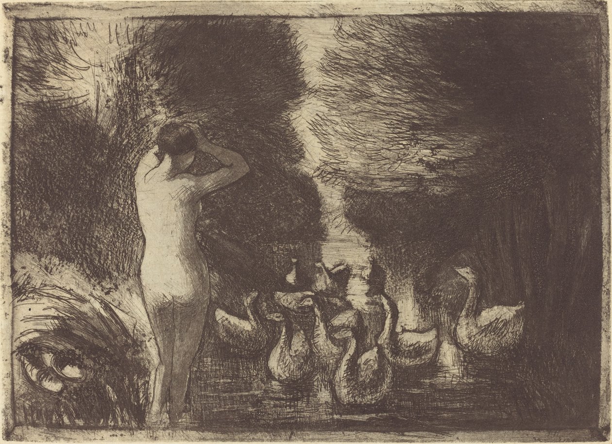 Banhista de gansos (banhistas com gansos) de Camille Pissarro