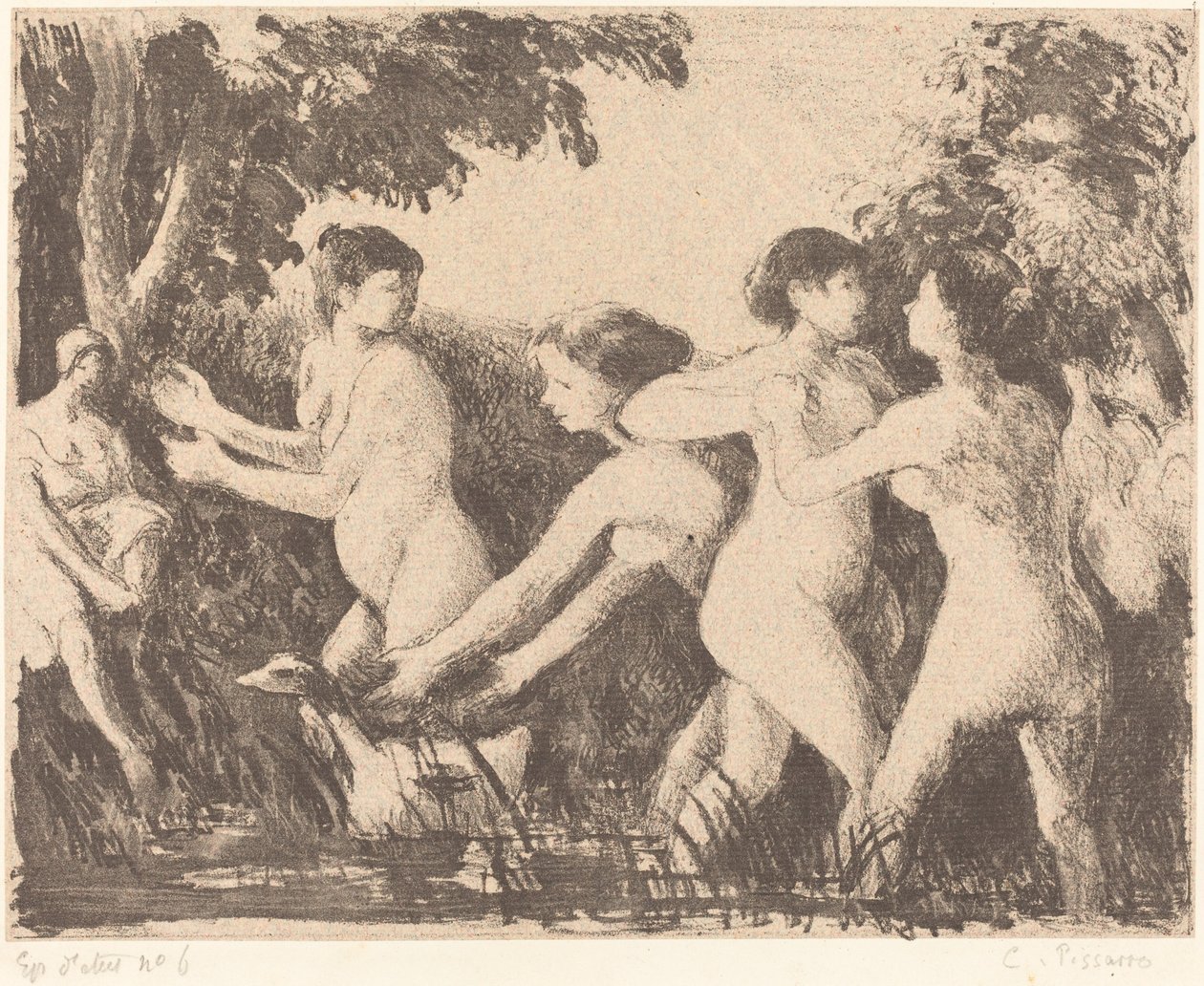 Baigneuses luttant (Bathers Wrestling) de Camille Pissarro