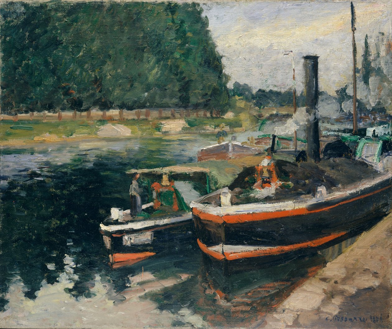 Barcaças em Pontoise de Camille Jacob Pissarro