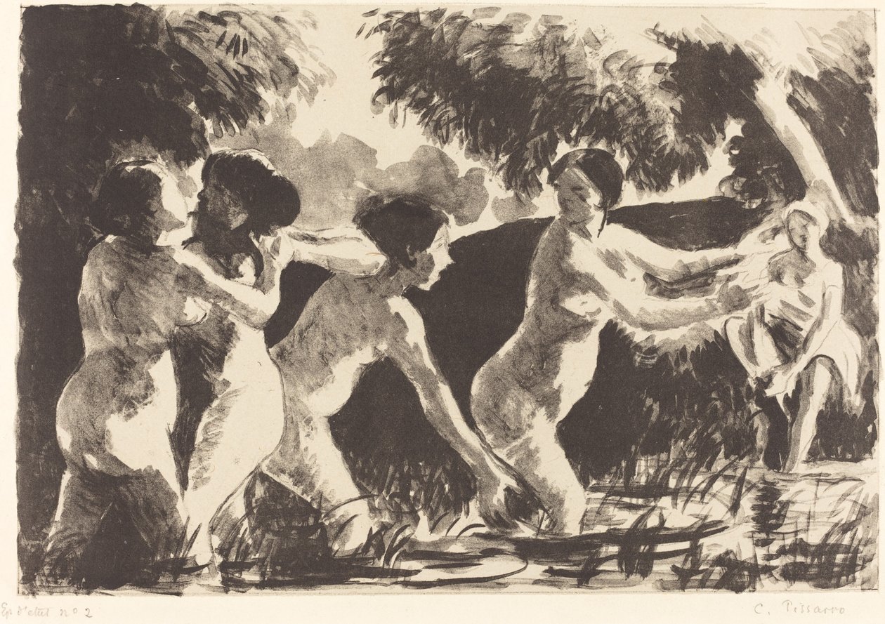 Banhistas Wrestling Baigneuses luttants, c. 1896. de Camille Pissarro