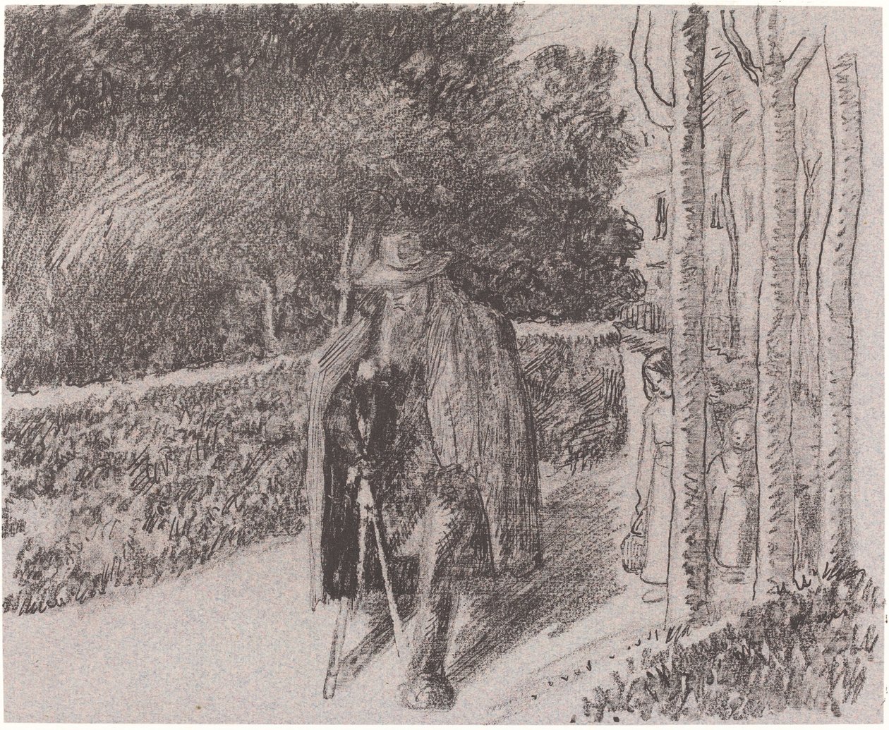 Mendigo com uma muleta (Mendiant a la bequille) de Camille Pissarro