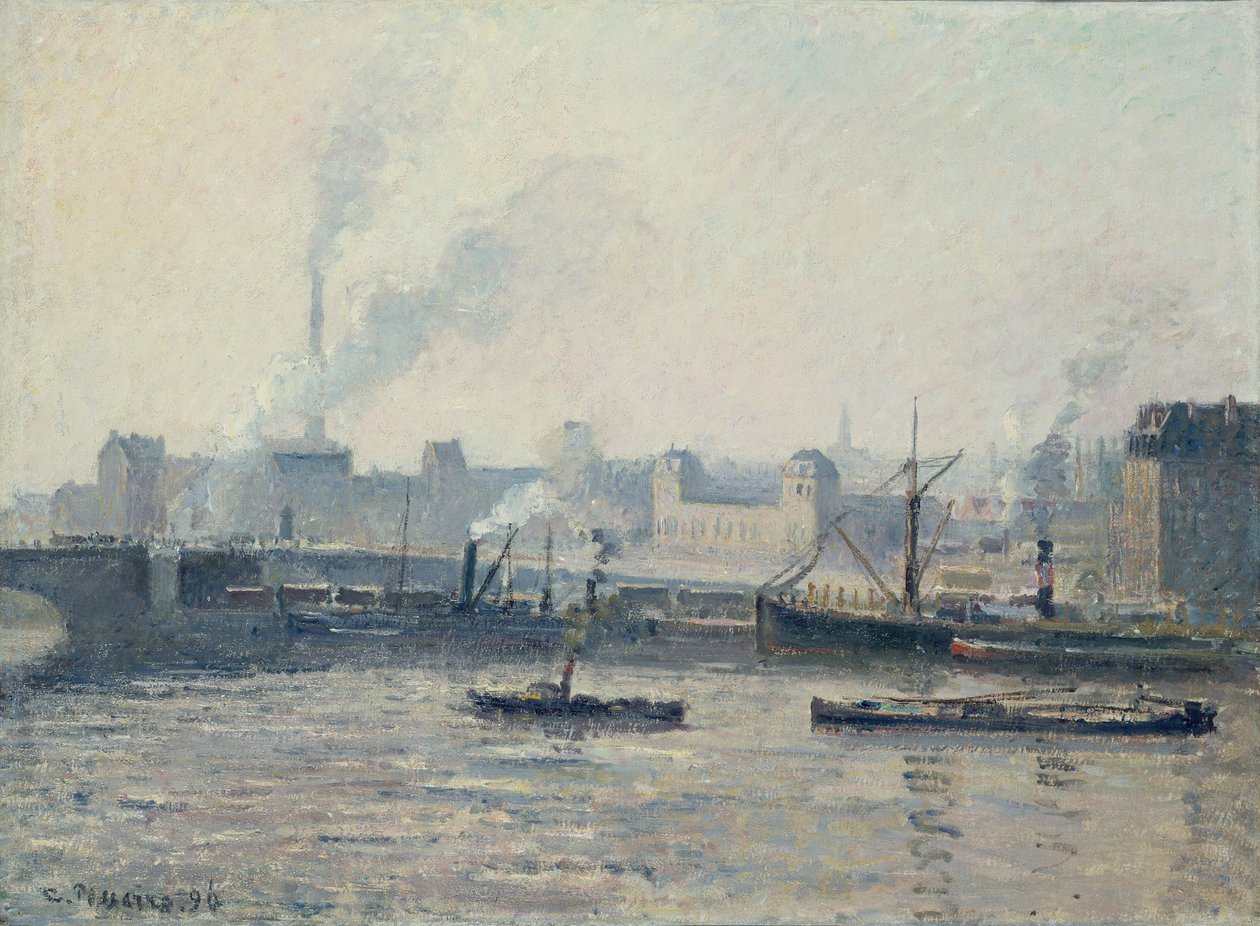 Camille Pissarro, 1896 - A ponte de Saint-Sever, Rouen, Névoa de Camille Pissarro