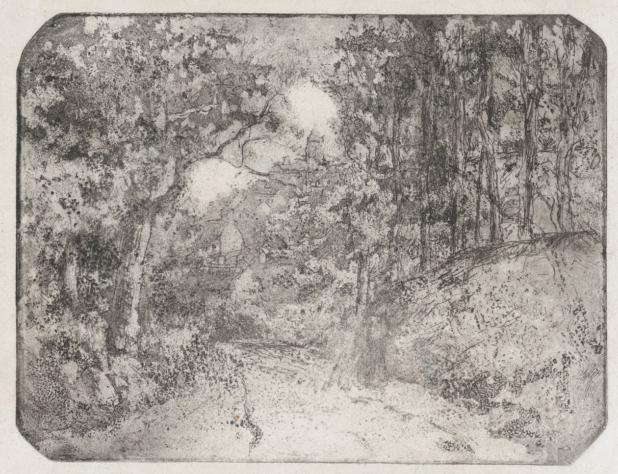 Caminho sob a floresta em Pontoise, 1879. de Camille Pissarro