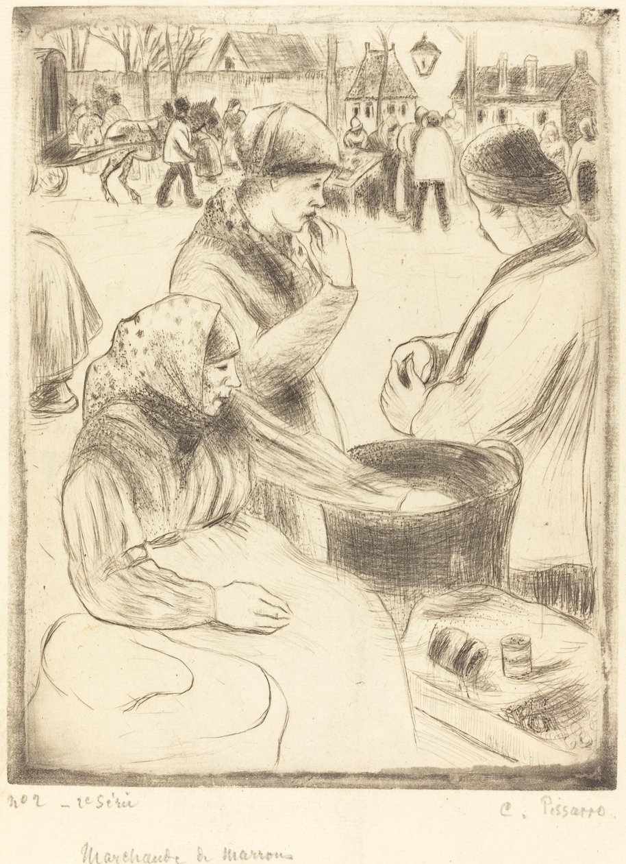 Vendedores de castanhas de Camille Pissarro