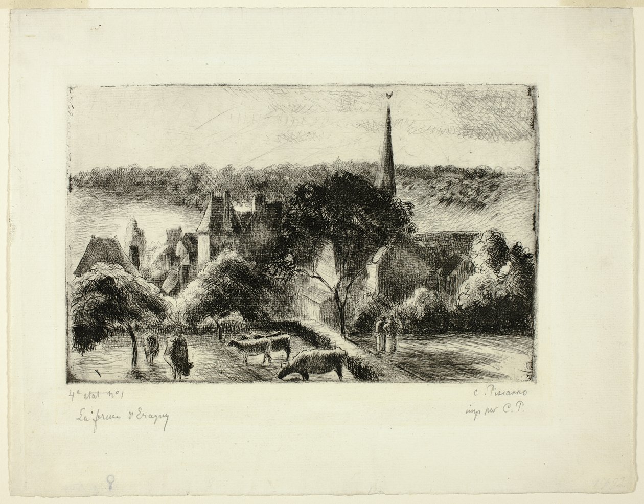 Igreja e Fazenda em Éragny de Camille Pissarro